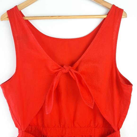 Gap Linen Blend Red Dress w/Cutout Back - Picture 3 of 12